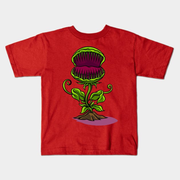 Fly trap Cartoon Illustration Kids T-Shirt by Mako Design 